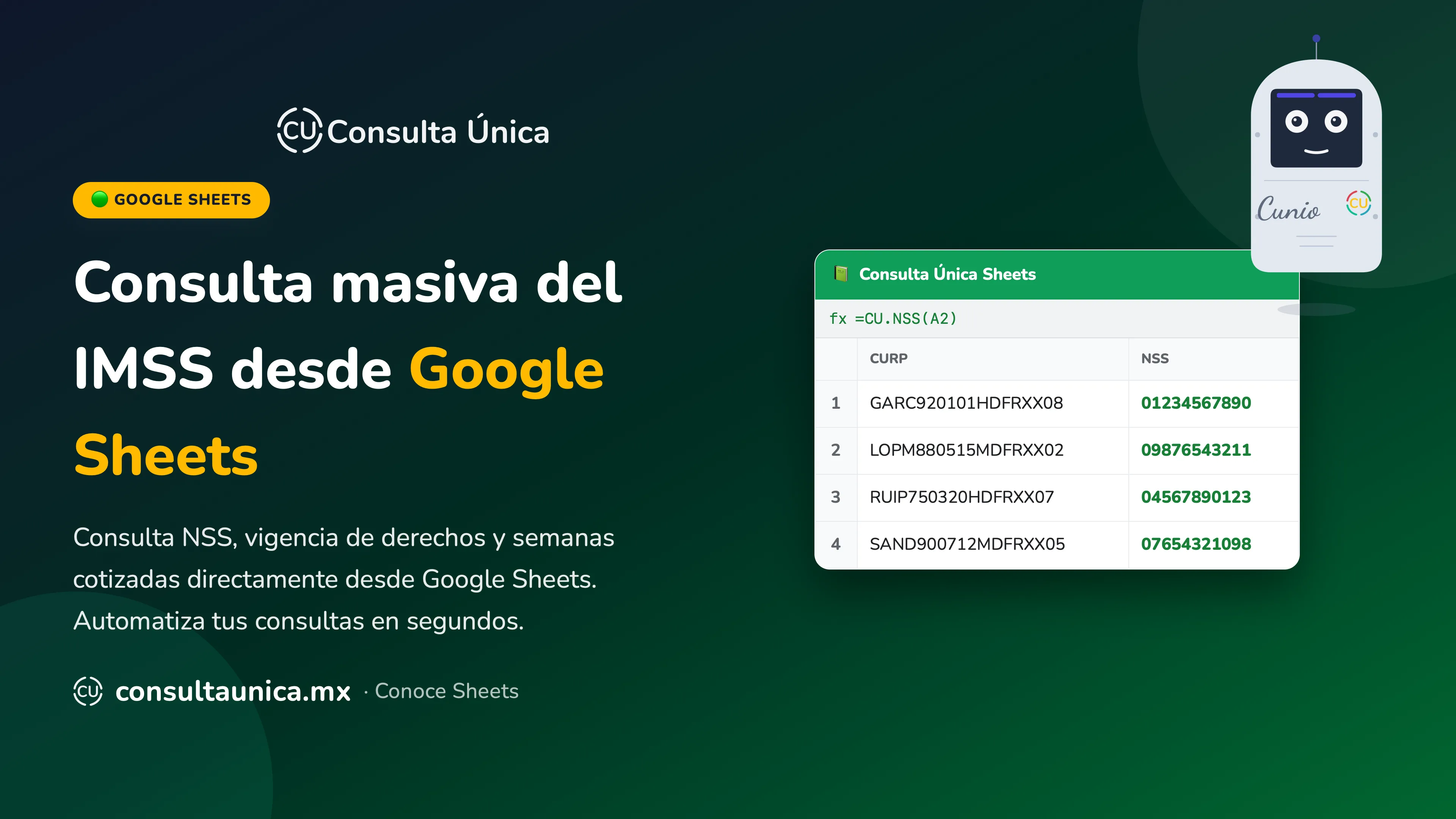 Consultas masivas IMSS desde Google Sheets con Consulta Única
