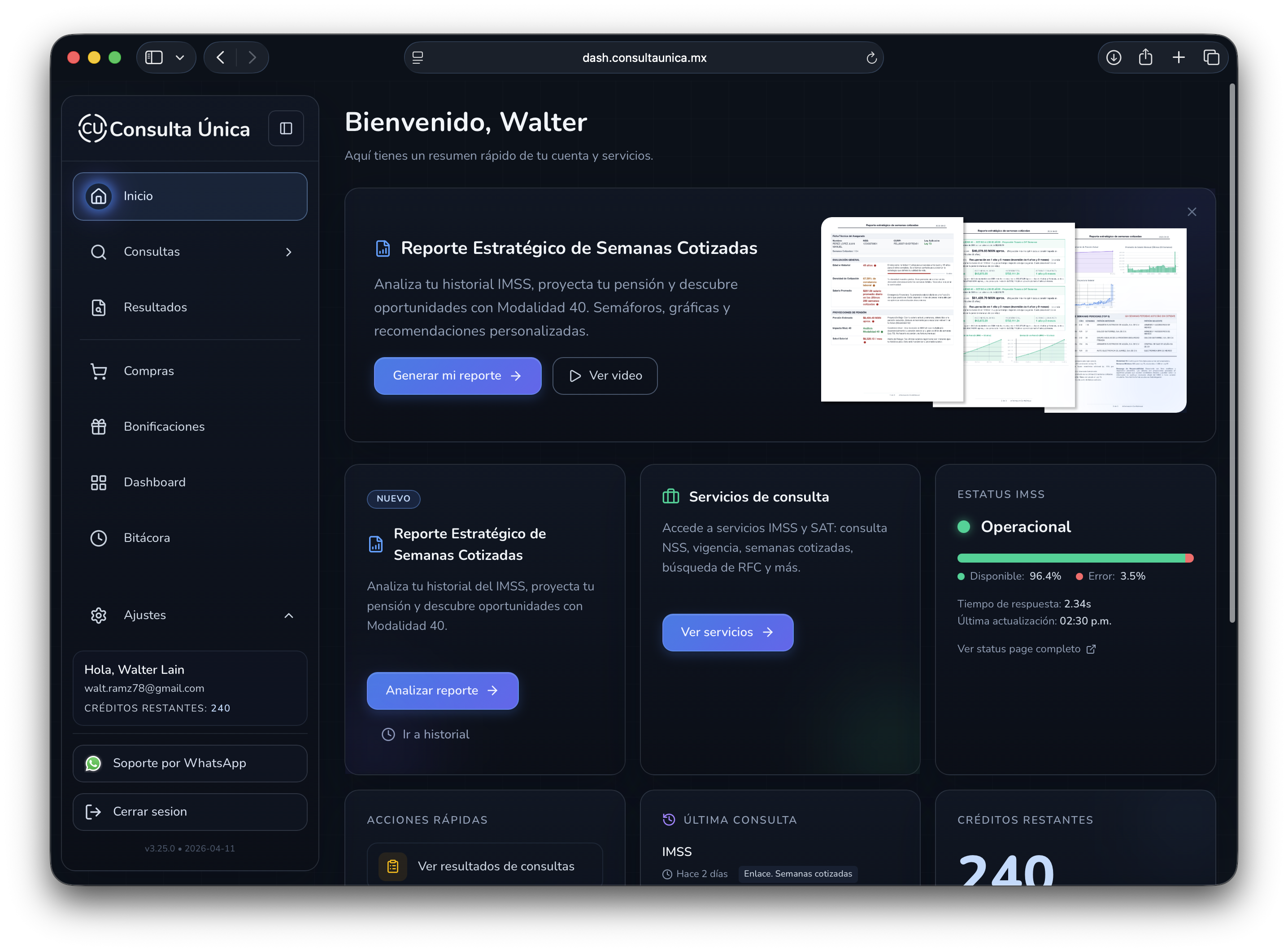 Imágen, en tono oscuro, presentación de dashboard de Consulta Única
