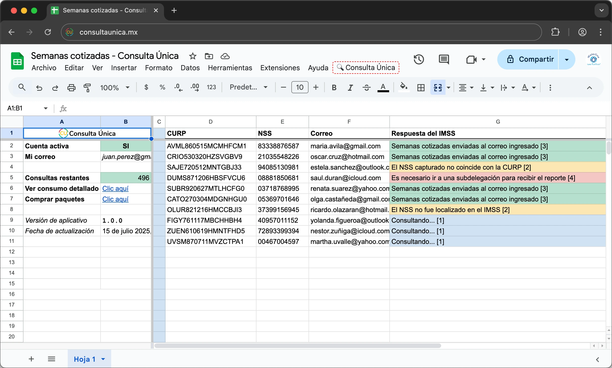 Conoce Consulta Única Sheets